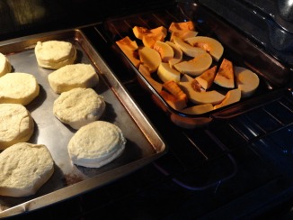 roasting butternut sqaush while baking biscuts