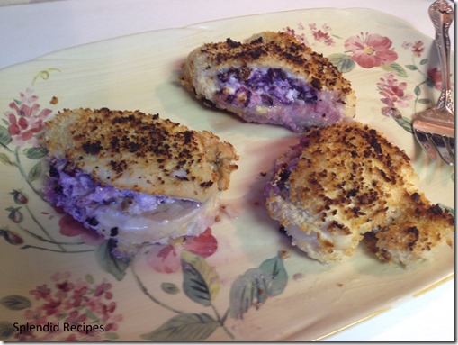 Platter with Baked Blueberry Goat Cheese Stuffed Chicken