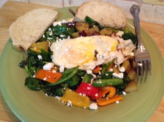 Fried Egg Snap Peas and Sweet Pepper Salad