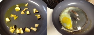 Frying egg plant and egg