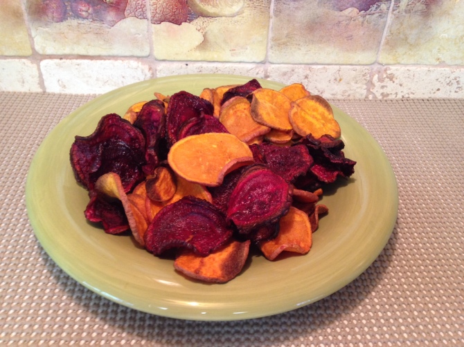 Baked Beets and Sweet Potato Chips