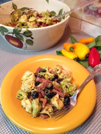 Tortellini and Summer Sausage with Tomato Basil Vinagrette
