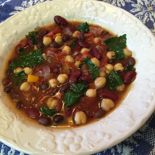 Moroccan Three Bean and Kale Soup
