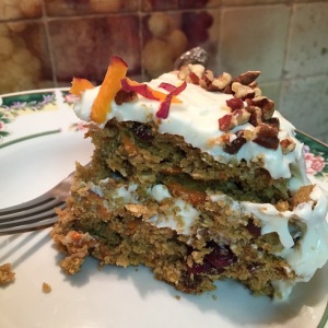 slice of Gluten free Carrot Cake with Cream Cheese Frosting