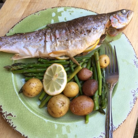 Roasted Trout with Baby Potatoes and Asparagus