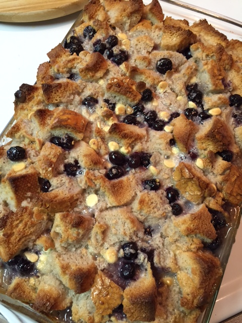 Blueberry White Chocolate Bread Pudding