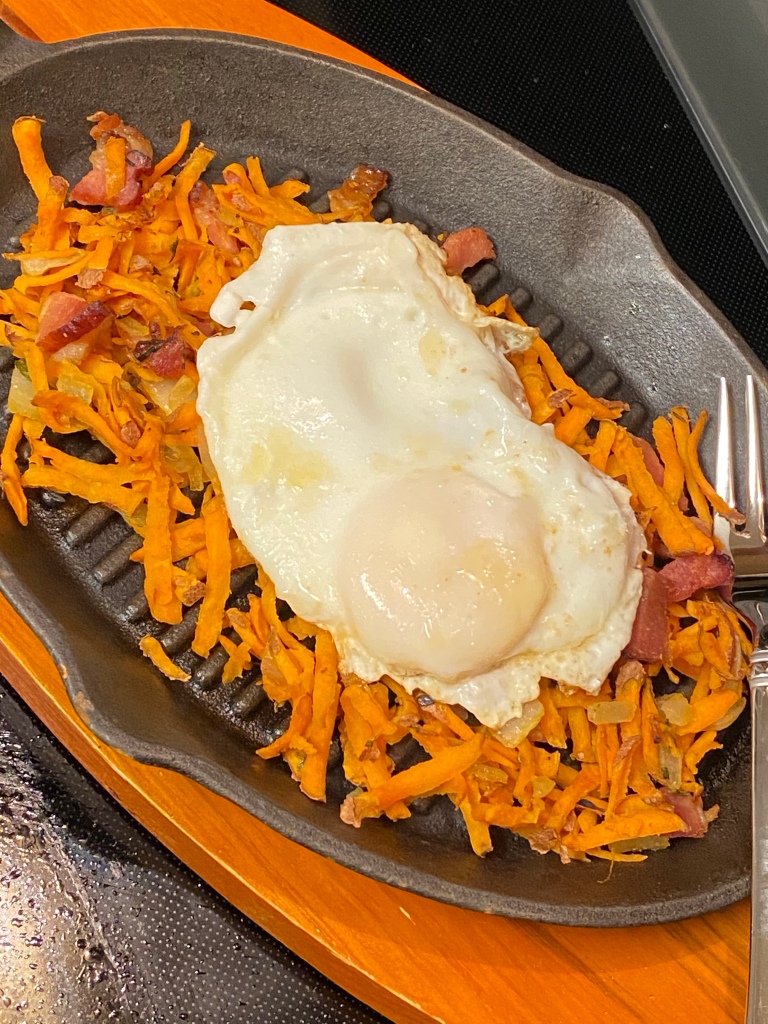 Sweet potato  hash browns with egg