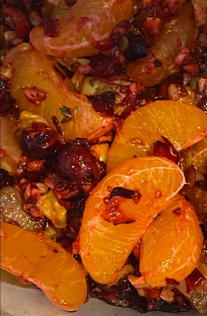 Close-up Cranberry Walnut Mandarin Orange Salad